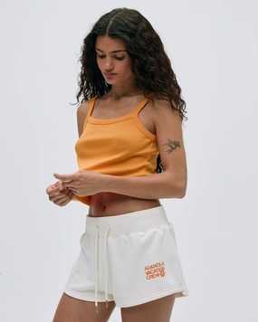 Odor Control Treatment Vacation Mini Sweat Shorts - Marshmallow White/Mango Orange