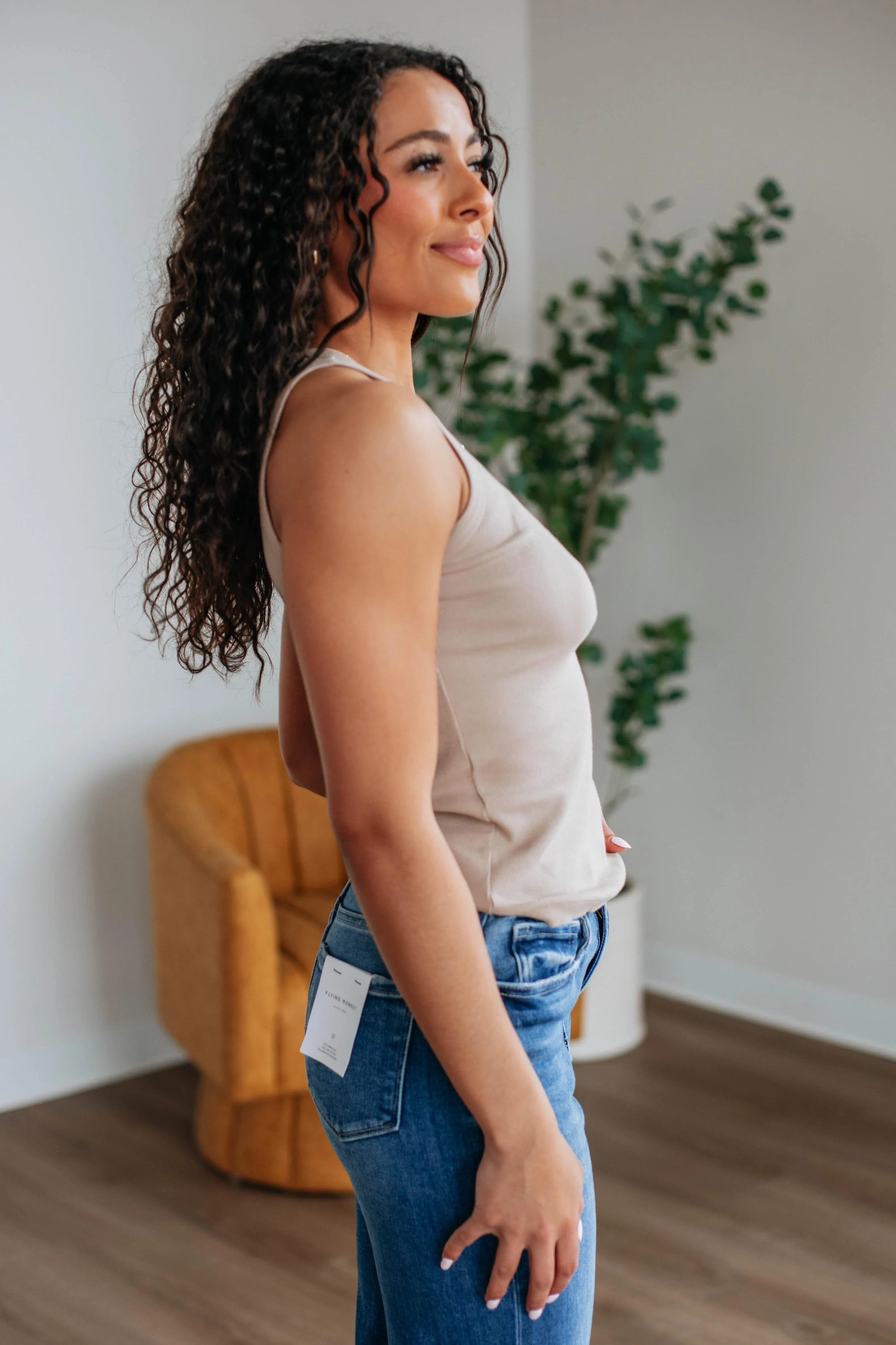 Brighton Ribbed Tank - Taupe Smooth Movement