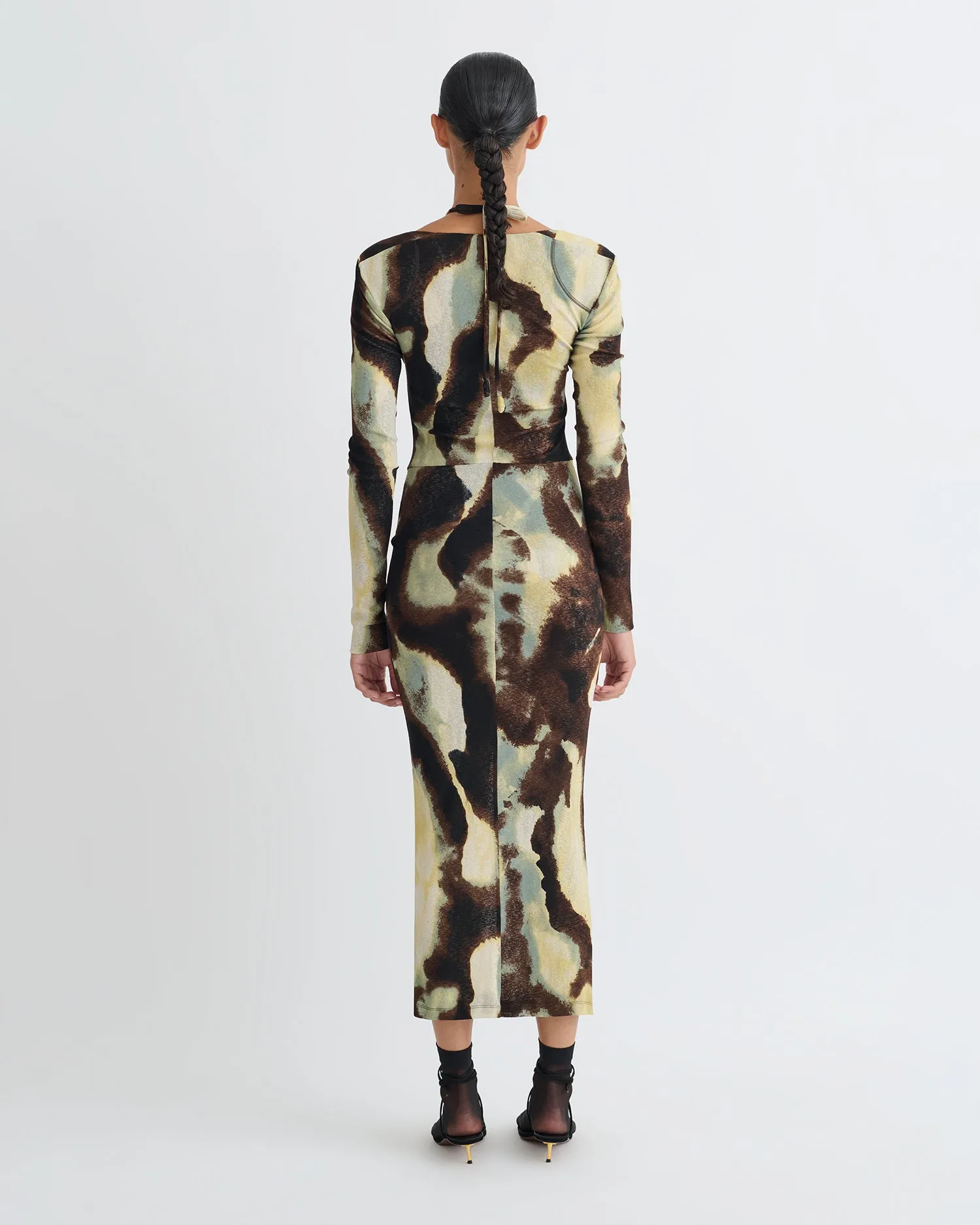 Aponi - Mesh Jersey Dress - Watercolor Sage Convertible-Style Soft and Stylish