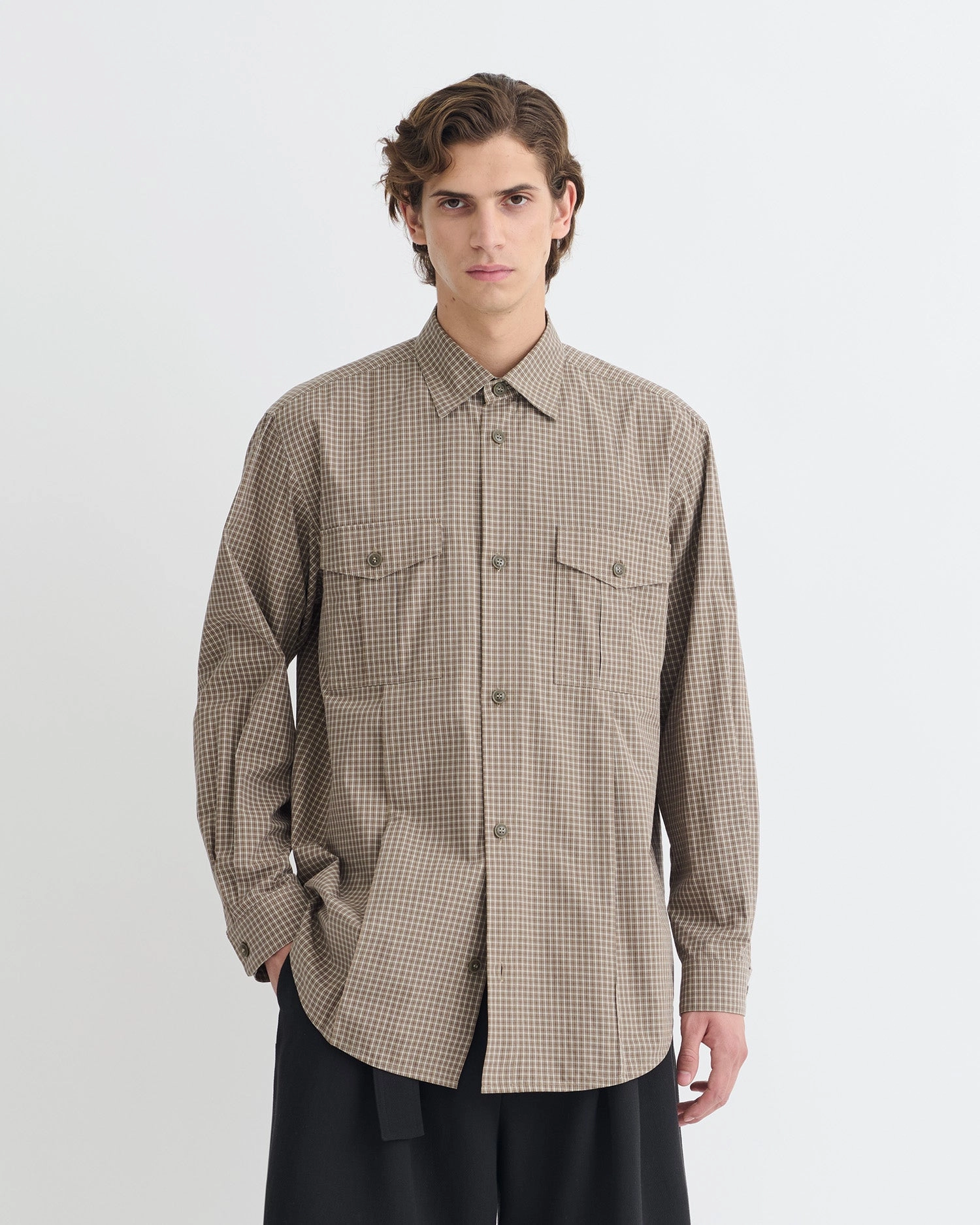 Najib - Checked Shirt - Brown/Creme Soft Comfort