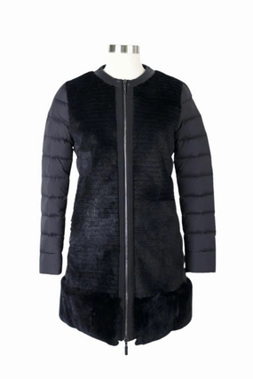 Luxury Appeal Convertible Sleeves Fur & Down Filled Dress Coat