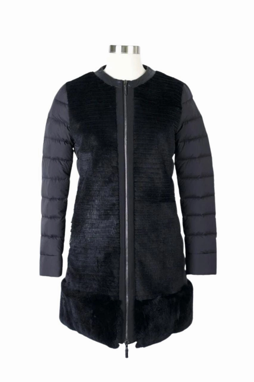 Luxury Appeal Convertible Sleeves Fur & Down Filled Dress Coat