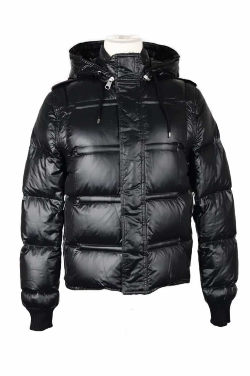 City Ready Double Layered Collar Puffer Jacket With Detachable Sleeves-Black