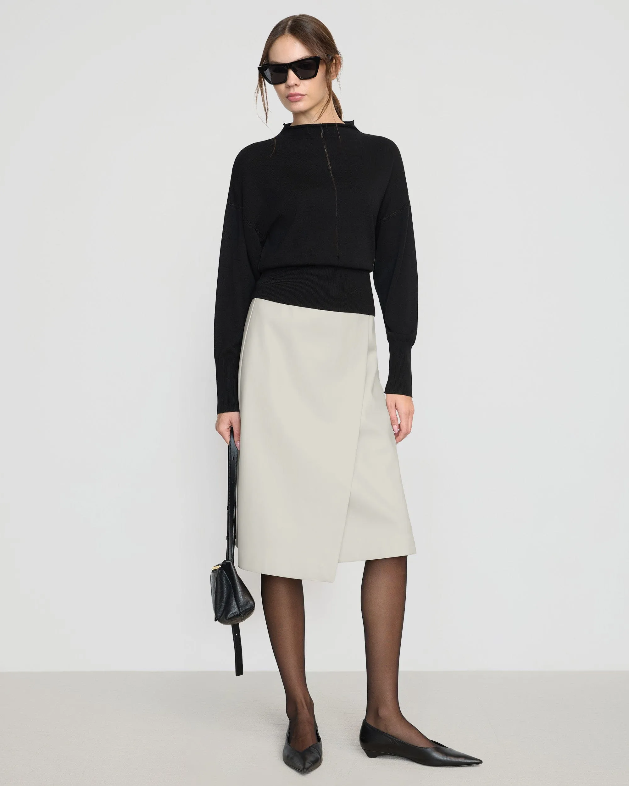 Sophisticated Knit Jillian Pointelle Tencel-Wool Sweater