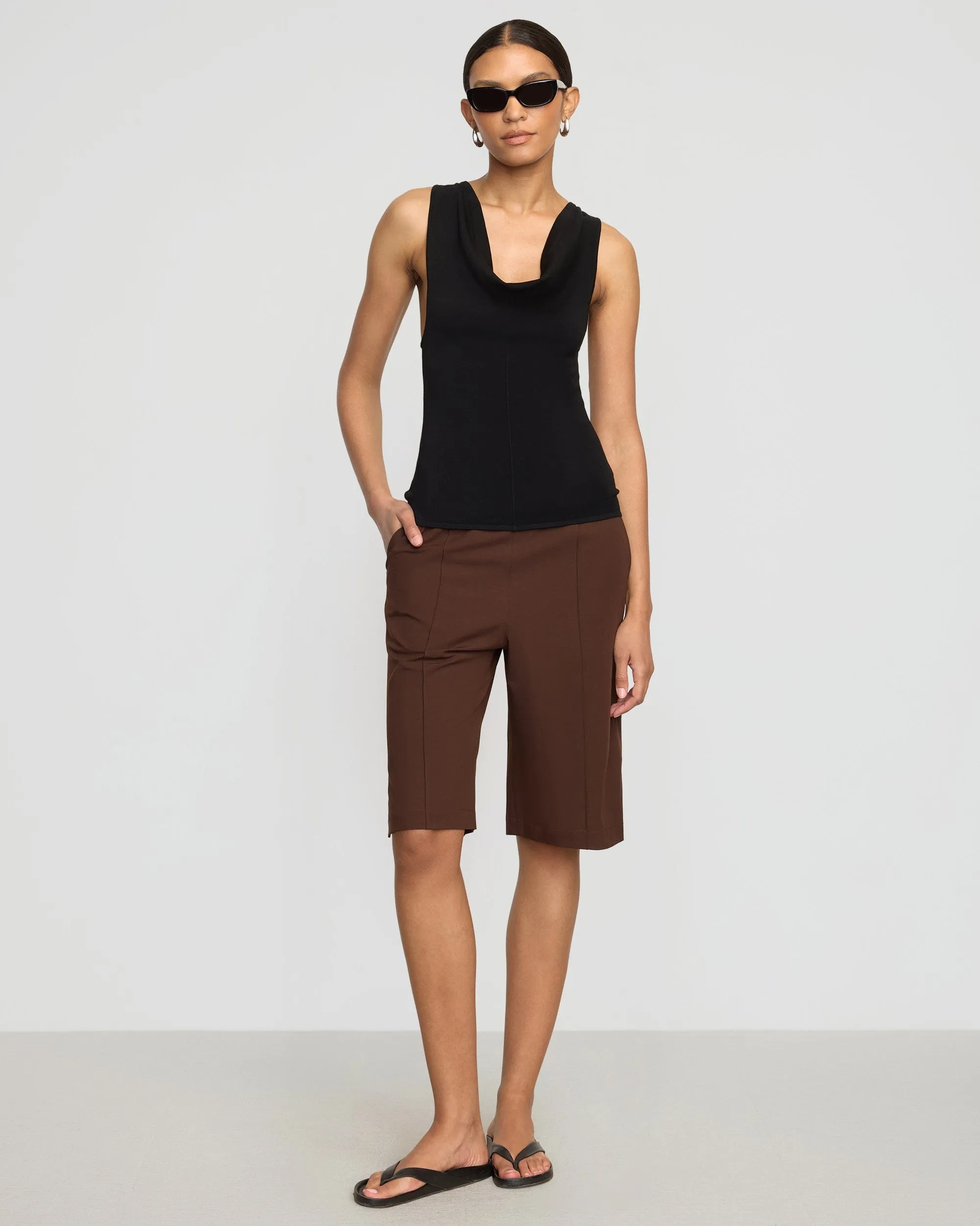 Valerie Cowl-Neck Racerback Knit Top Comfy Touch