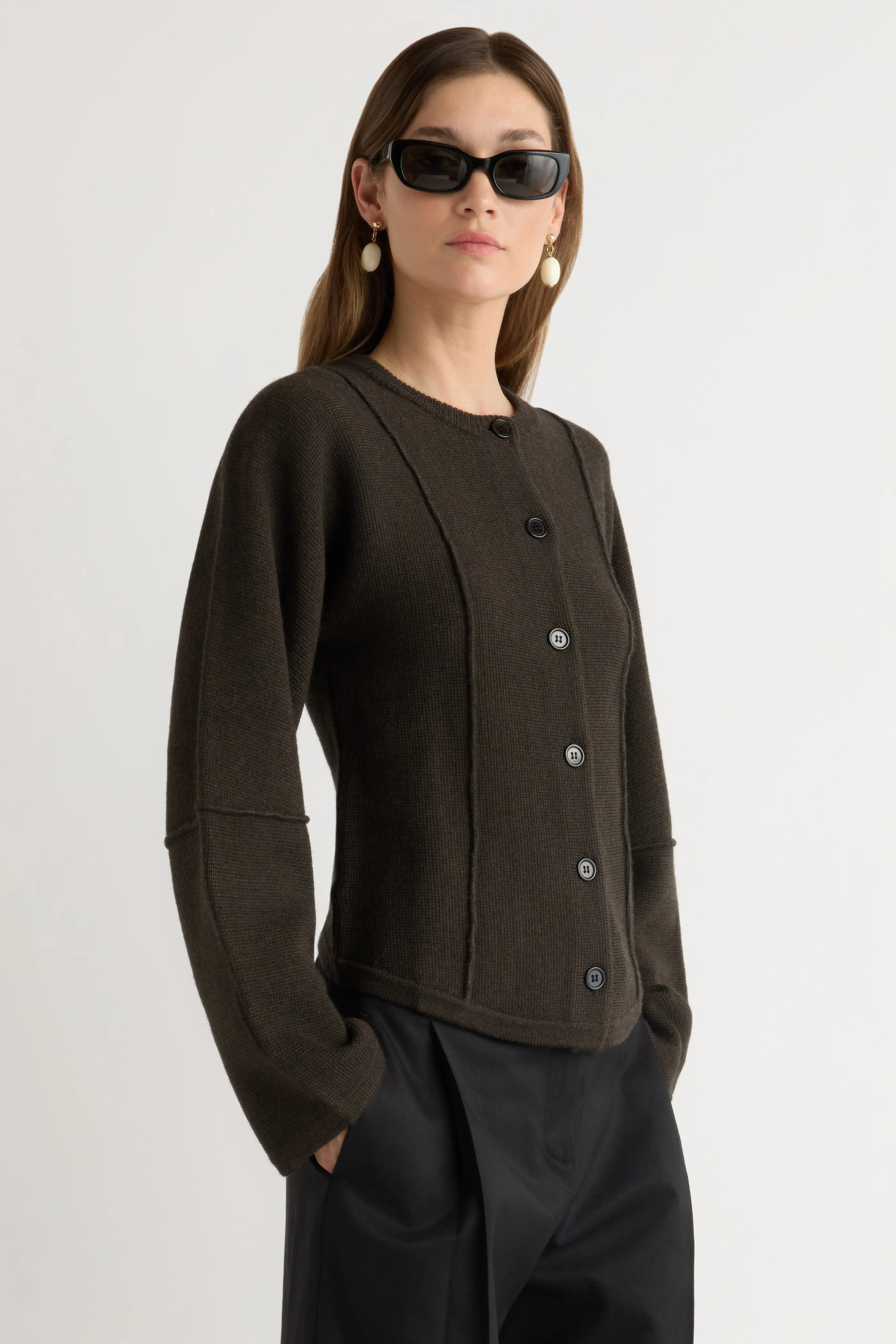 Wren Exposed-Seam Cardigan Chic Knit Effortless Fashion