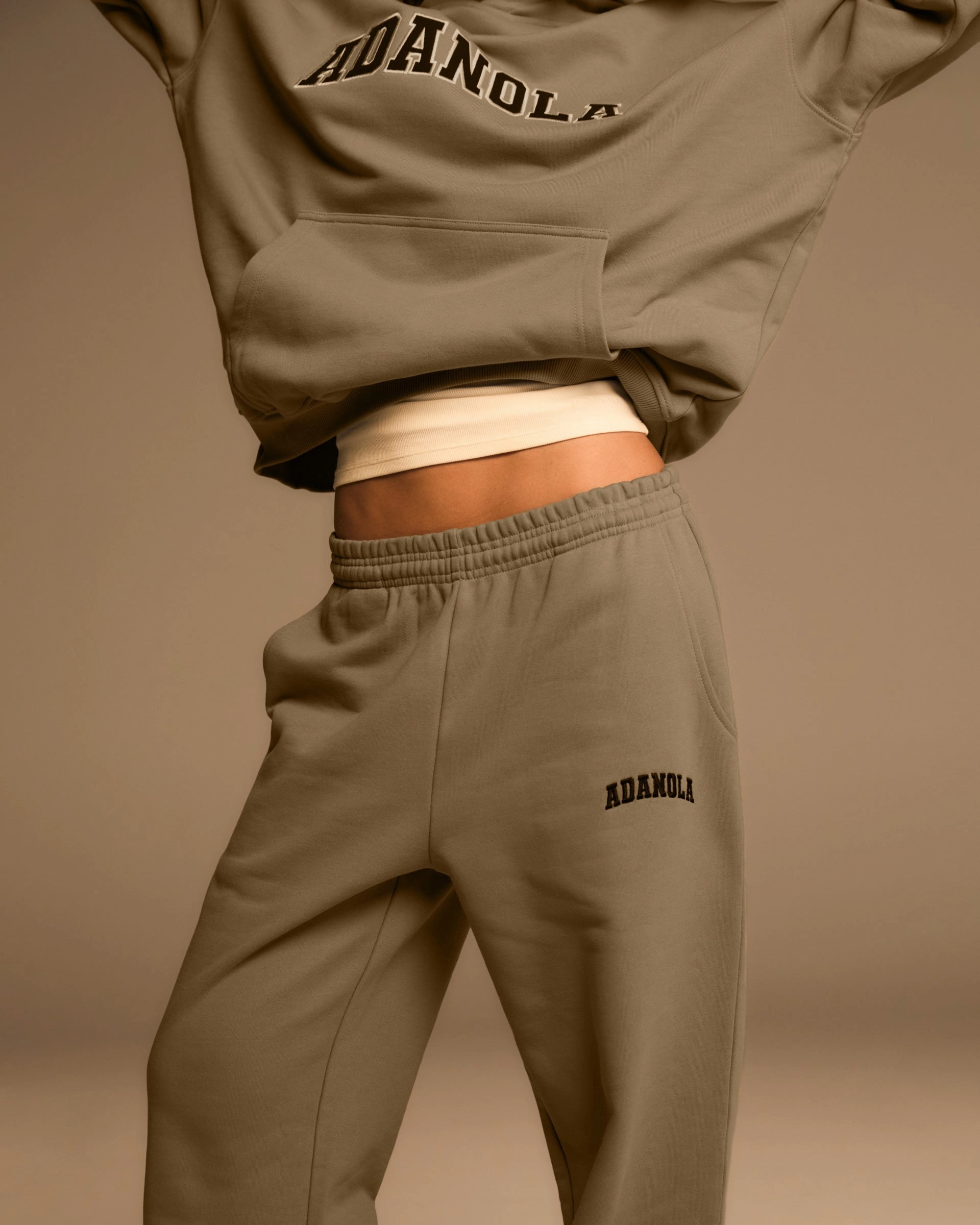 Varsity Straight Leg Sweatpants - Clay Beige Twill Weave Texture Stain Resistant