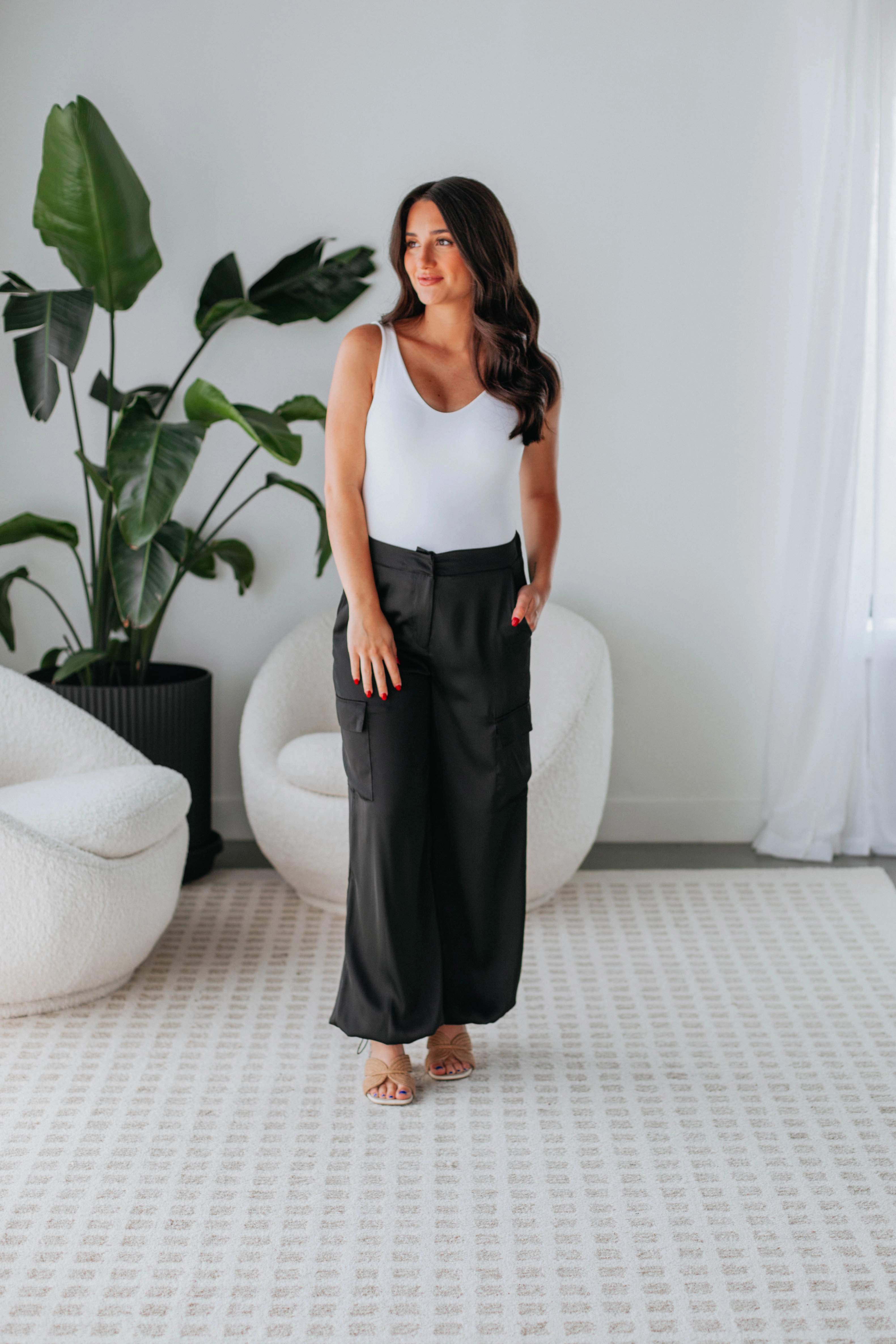 Adara Satin Cargo Pants - Black Timeless Wear