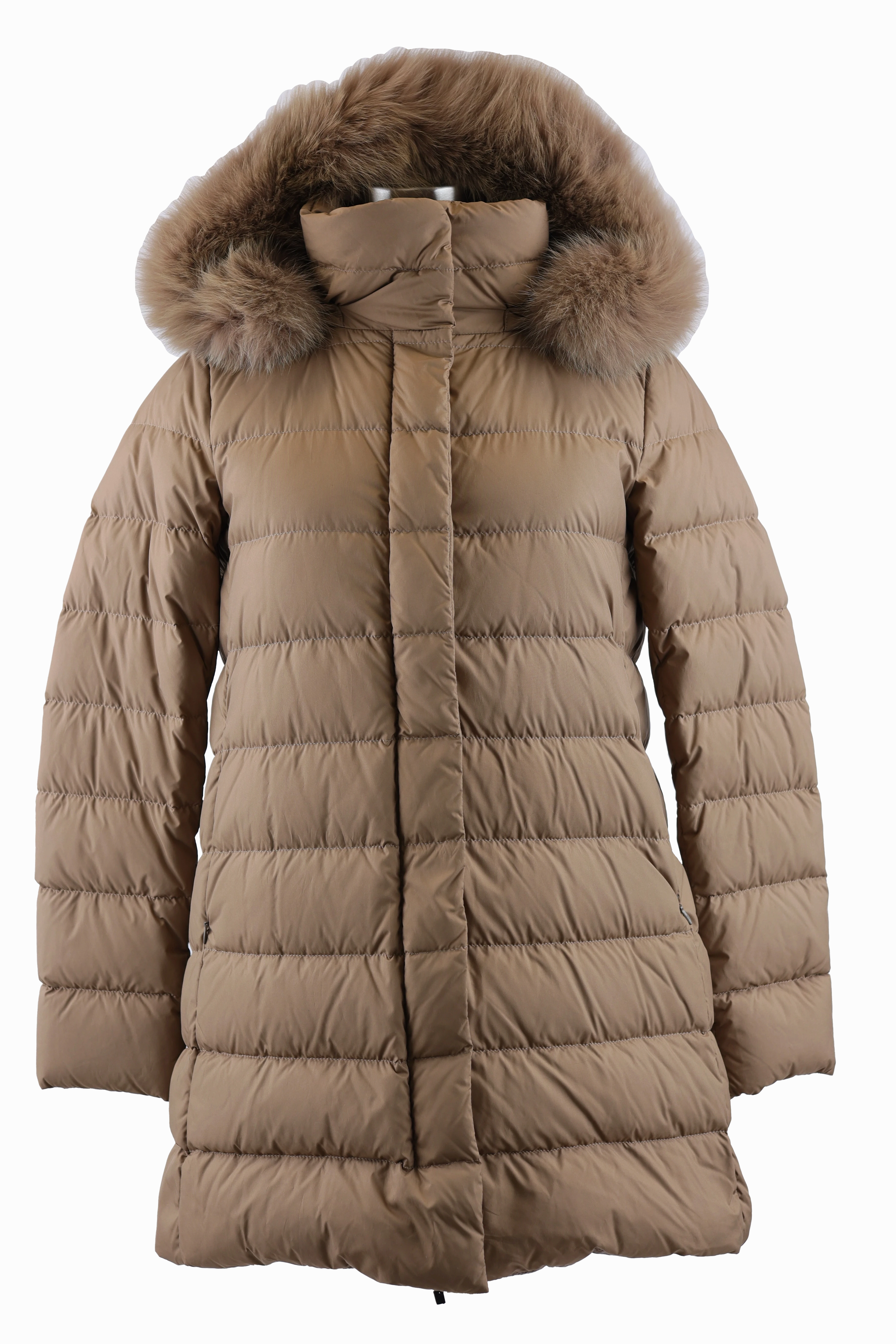 Quilted Down Coat W/ Removable Fur Hood High Collar Options