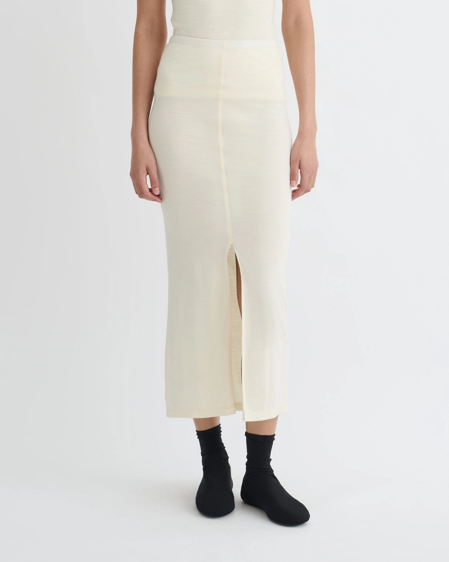 Rafa - Wool Jersey Midi Skirt - Creme Exclusive Drop
