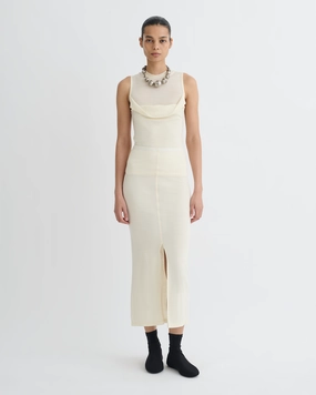 Rafa - Wool Jersey Midi Skirt - Creme Formal Event Double Layered Design