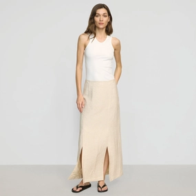 Back Slit Ranni Front-Vent Linen-Blend Skirt