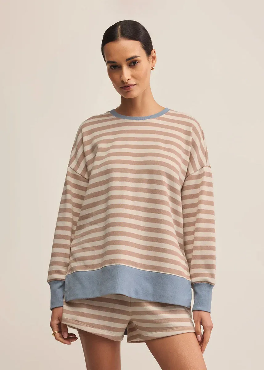 Layer Up Stripe Sweatshirt - Evening Sand Sleek Waist