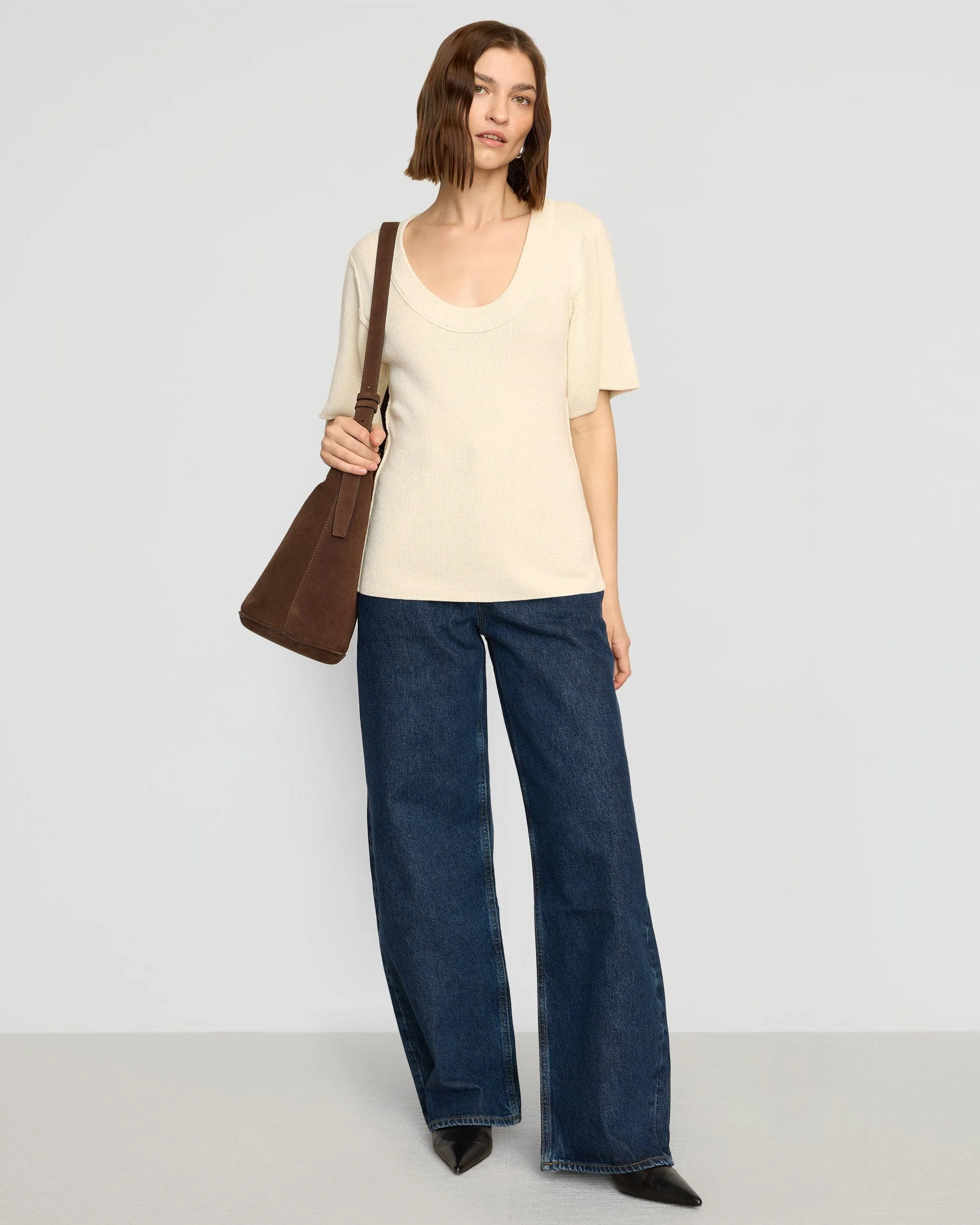 Cozy Choice Reina Sculpted Scoop-Neck Knit Top