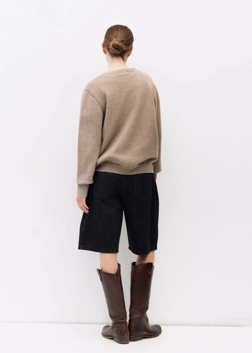 The Conrad Sweater - Taupe Yarn Dyed Fabric