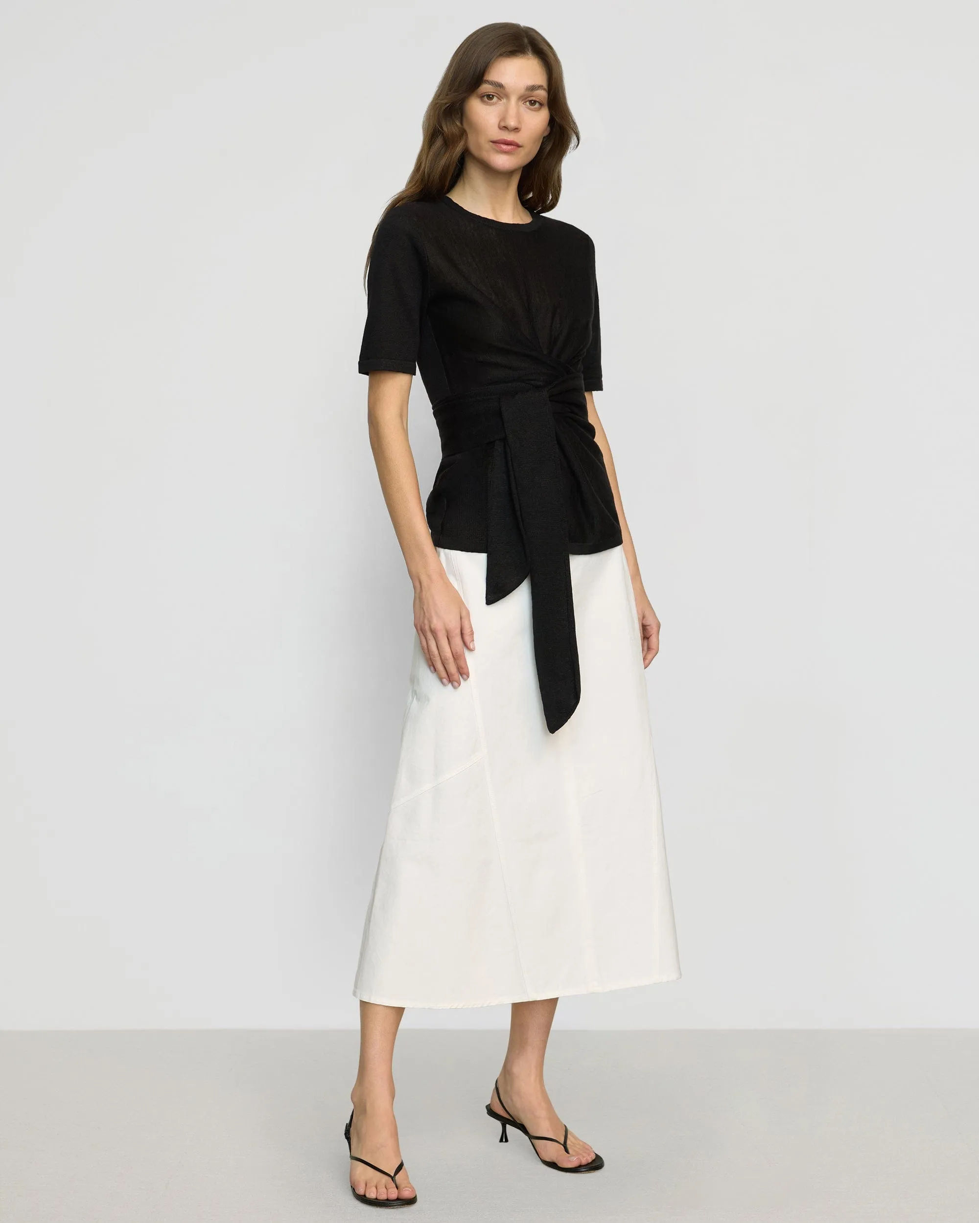 Luxe Wear Lark Tie-Front Linen Sweater