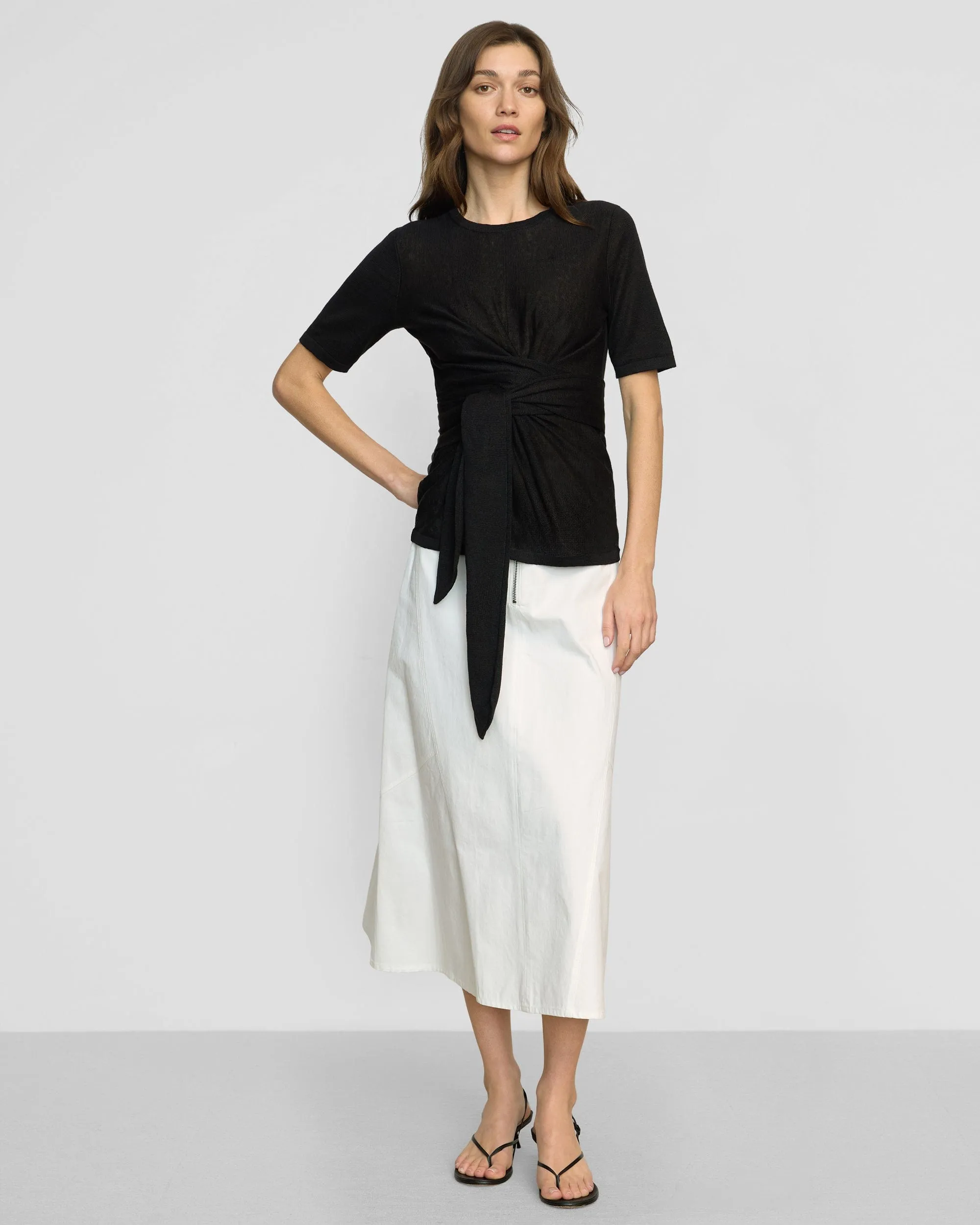 Layering Piece Cozy and Versatile Lark Tie-Front Linen Sweater