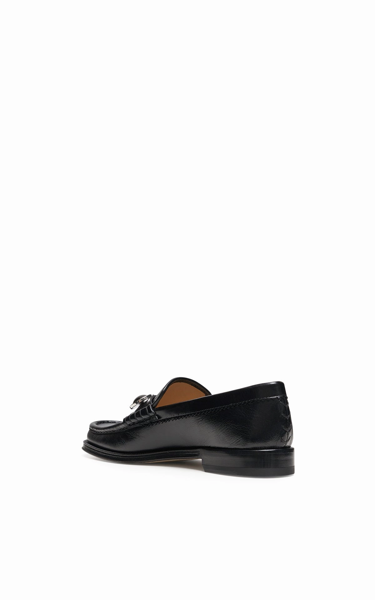 Melchora Stone Loafer in Black Leather Step Even Water Safe