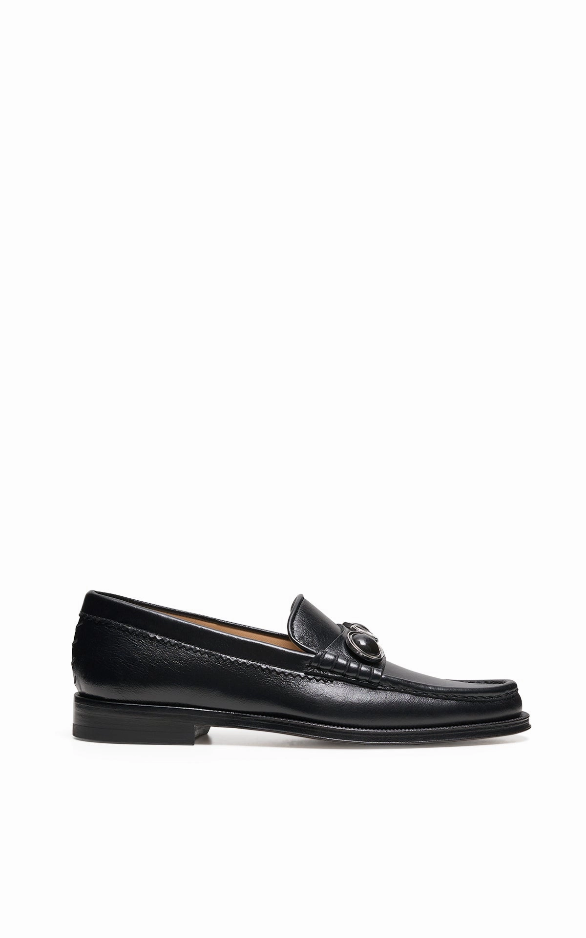Everyday Stylish Shoes Casual Comfort Design Melchora Stone Loafer in Black Leather