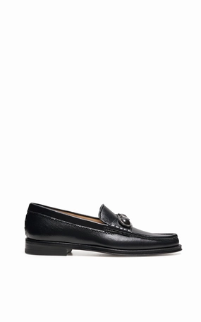 Everyday Stylish Shoes Casual Comfort Design Melchora Stone Loafer in Black Leather