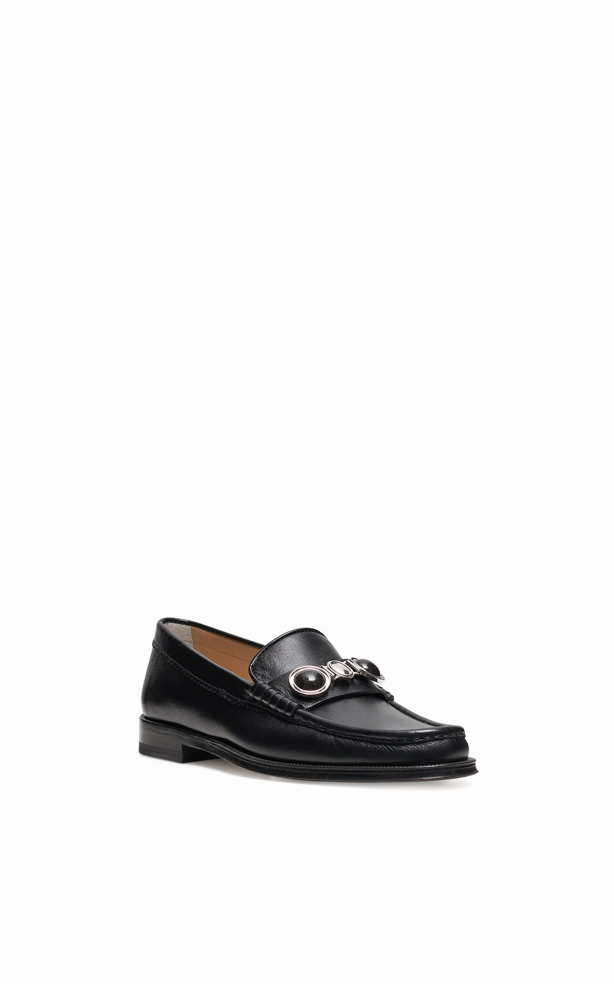Premium Quality Melchora Stone Loafer in Black Leather