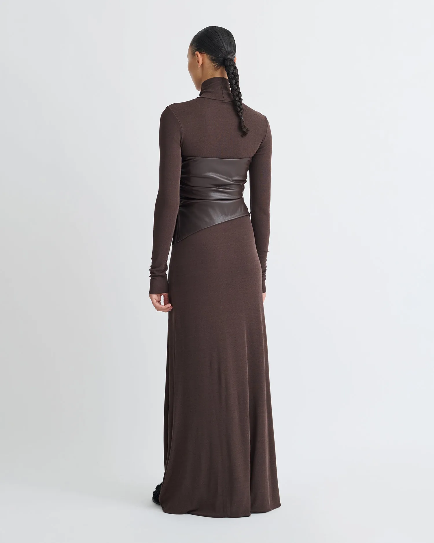 Effortless Tailoring Lounge Feel Amabel - Mesh Jersey/Okobor Dress - Dark Oak/Coffee Ground