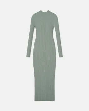 Artistic Shape Sleek Feel Mirell - Fine Merino Rib Long Dress - Sage