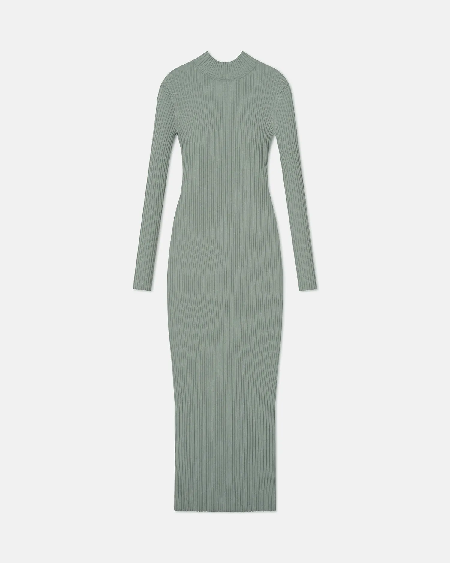 Artistic Shape Sleek Feel Mirell - Fine Merino Rib Long Dress - Sage