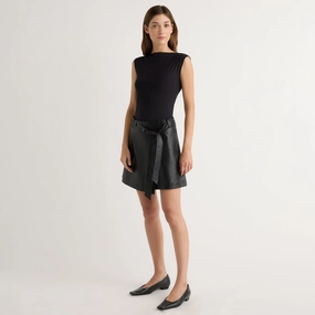 Tanner Vegan Leather Wrap Skirt Occasion Dressing