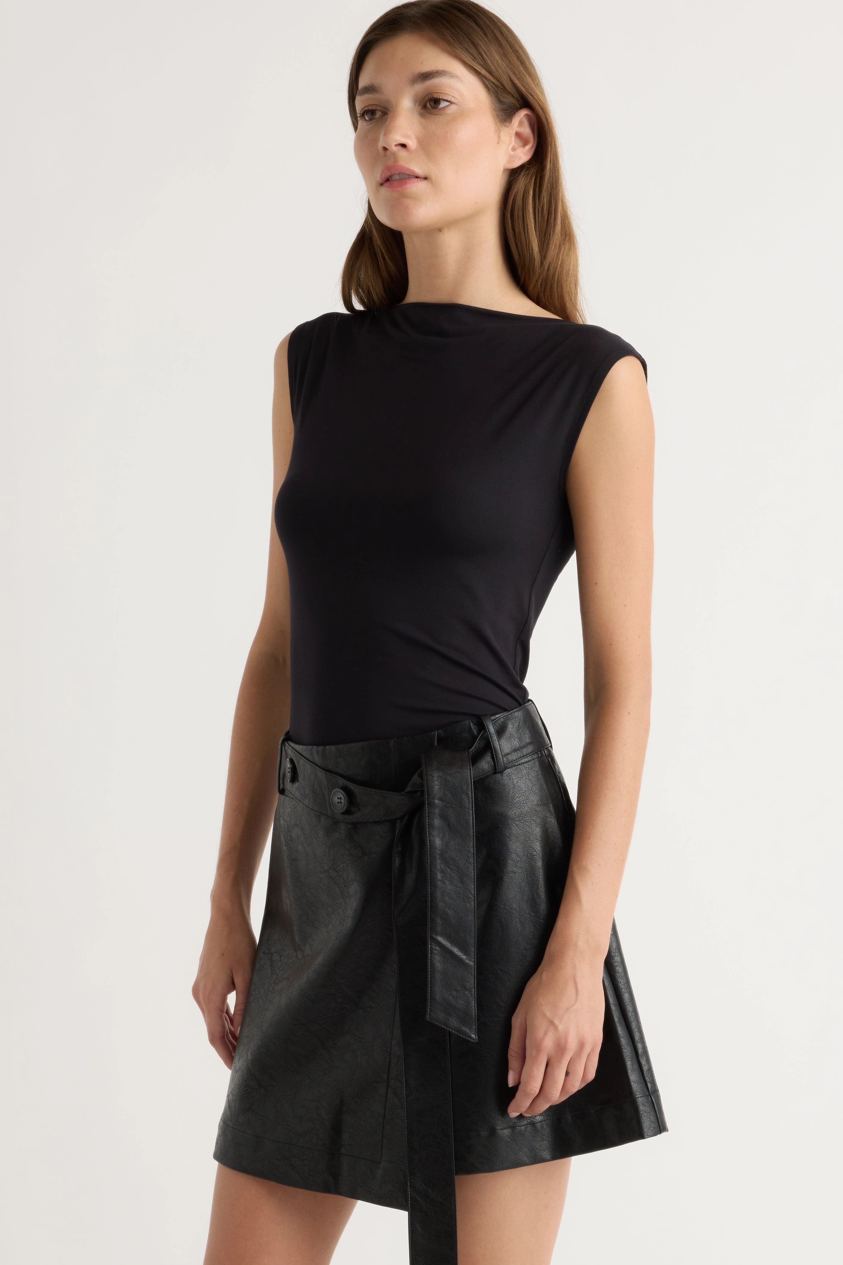 Tanner Vegan Leather Wrap Skirt Cultural Event