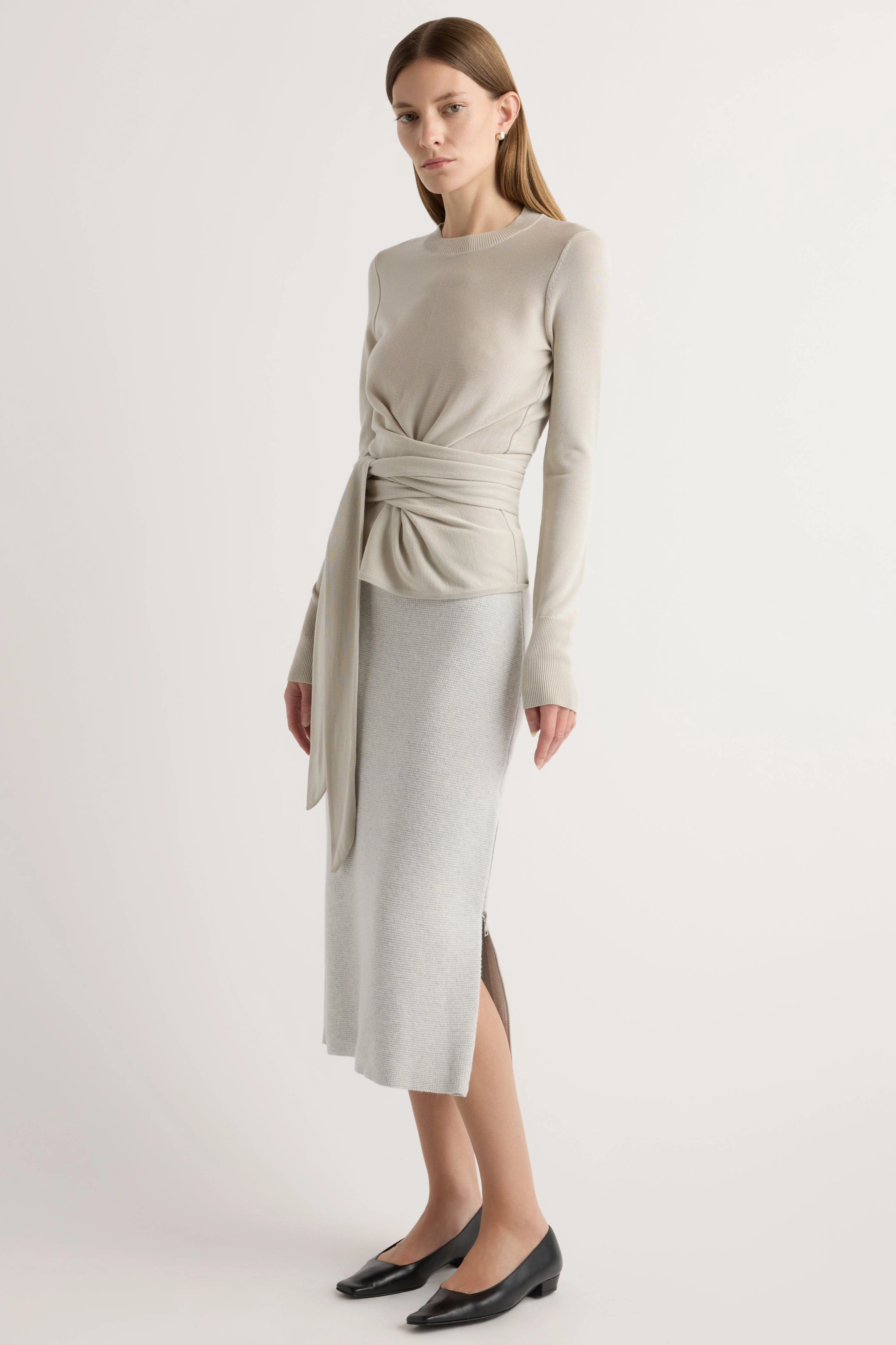 Relaxed Vibe Couture Inspired Esti Side-Zip Organic Cotton-Wool Skirt