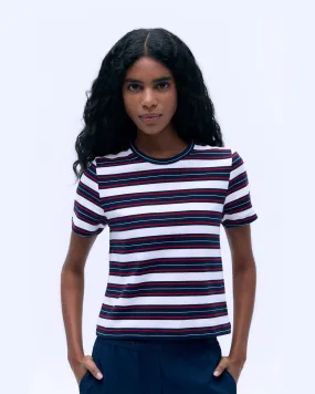 Stripe Short Sleeve Classic T-shirt - Navy Blue/Classic Red Silicone Grip Interior UV Protective Coating