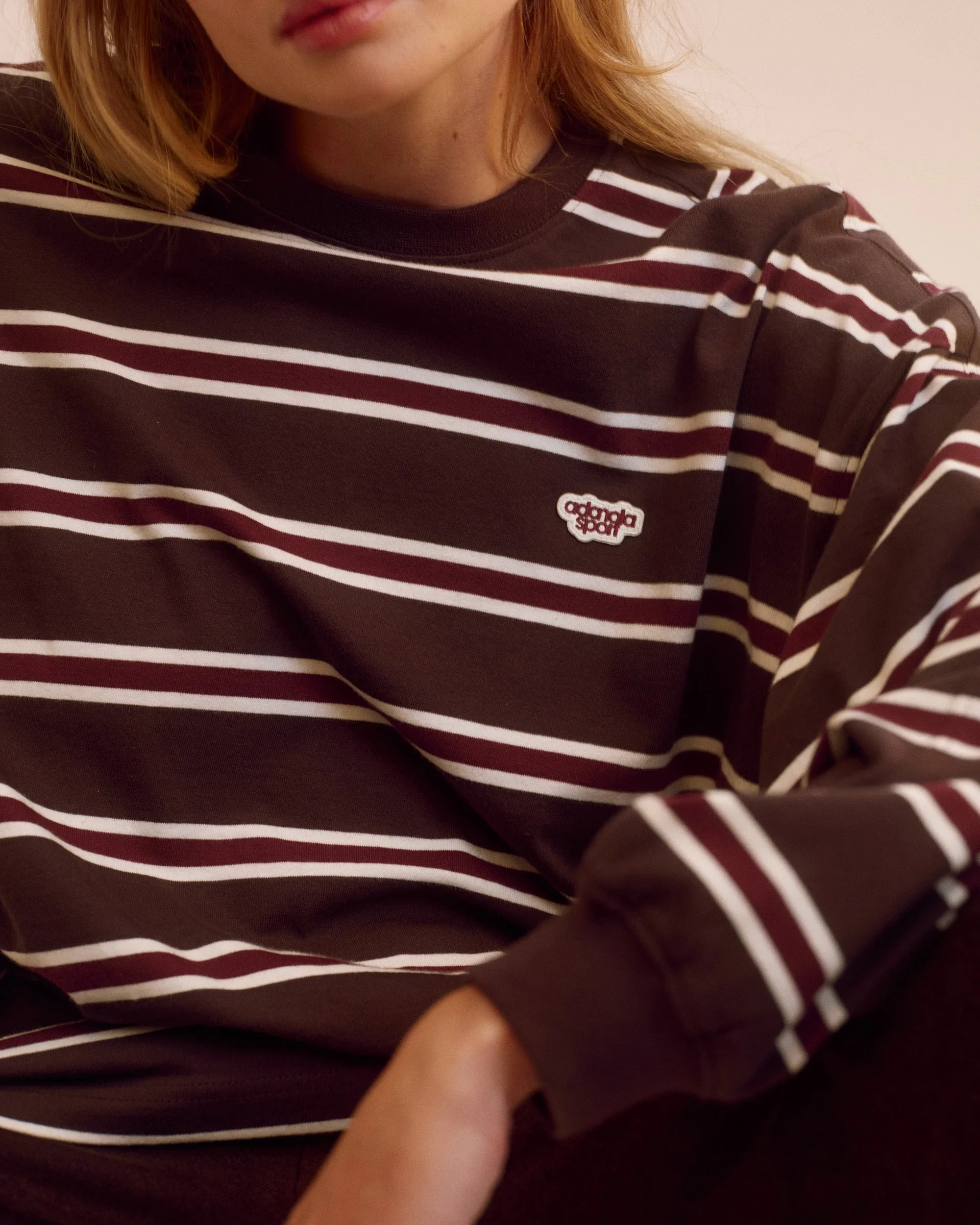 SustainableBlend Stripe Long Sleeve T-shirt - Coffee Bean Stripe