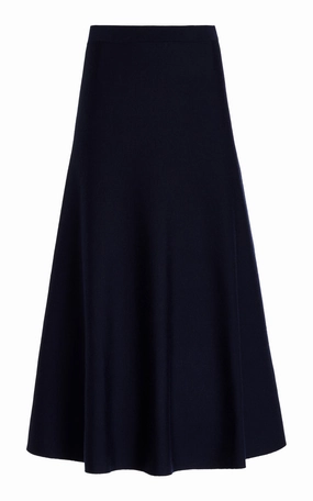 Relaxed Motion Urban Pulse Freddie Knit Midi Skirt in Dark Navy Merino Wool Cashmere