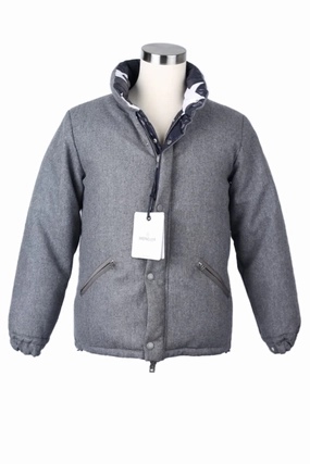 Reversible Wool/Poly Printed Down Puffer Jacket Multi Pocket Functionality Non Irritating Seams