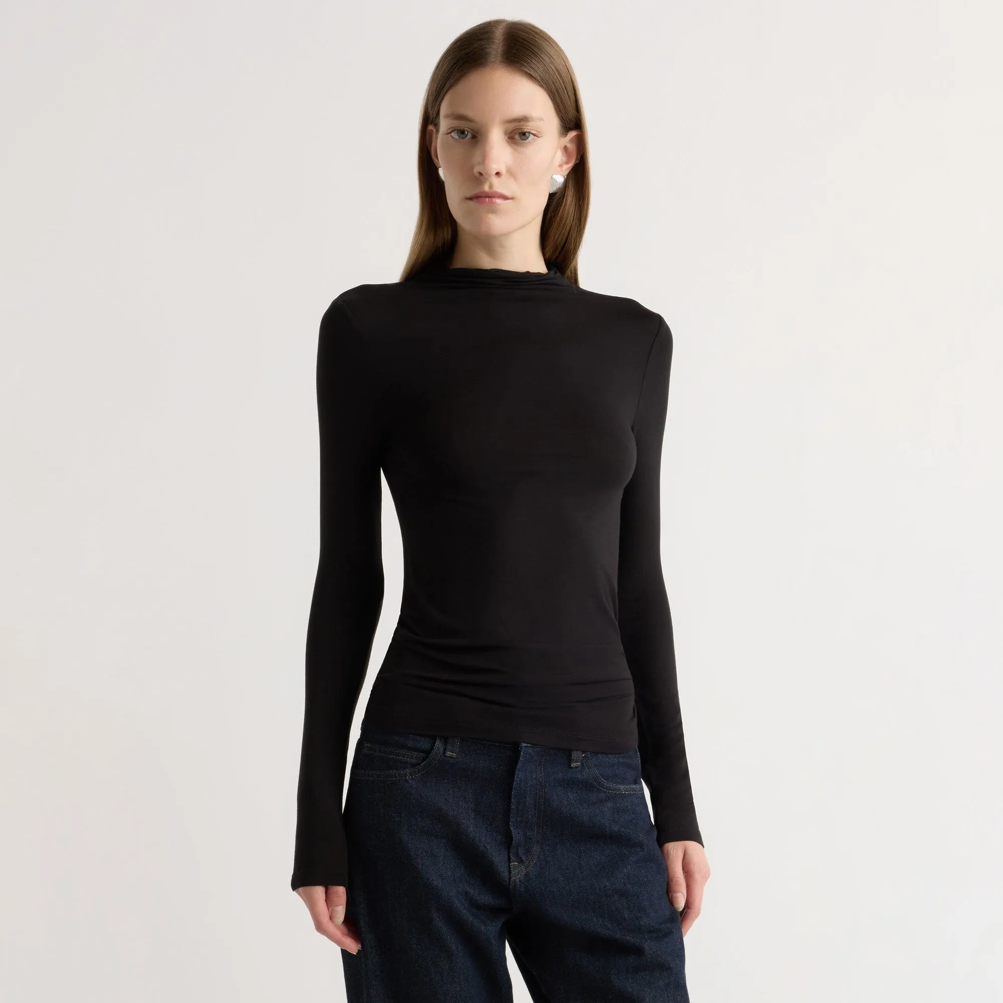 VintageWash Ava Mock-Neck Long-Sleeve Tee