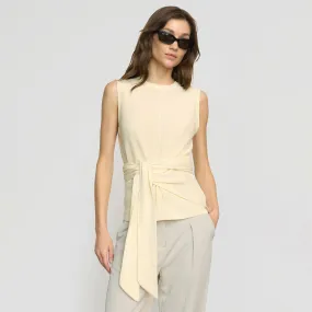 Rois Tie-Front Linen-Cotton Top Active Wear Sleek Layers