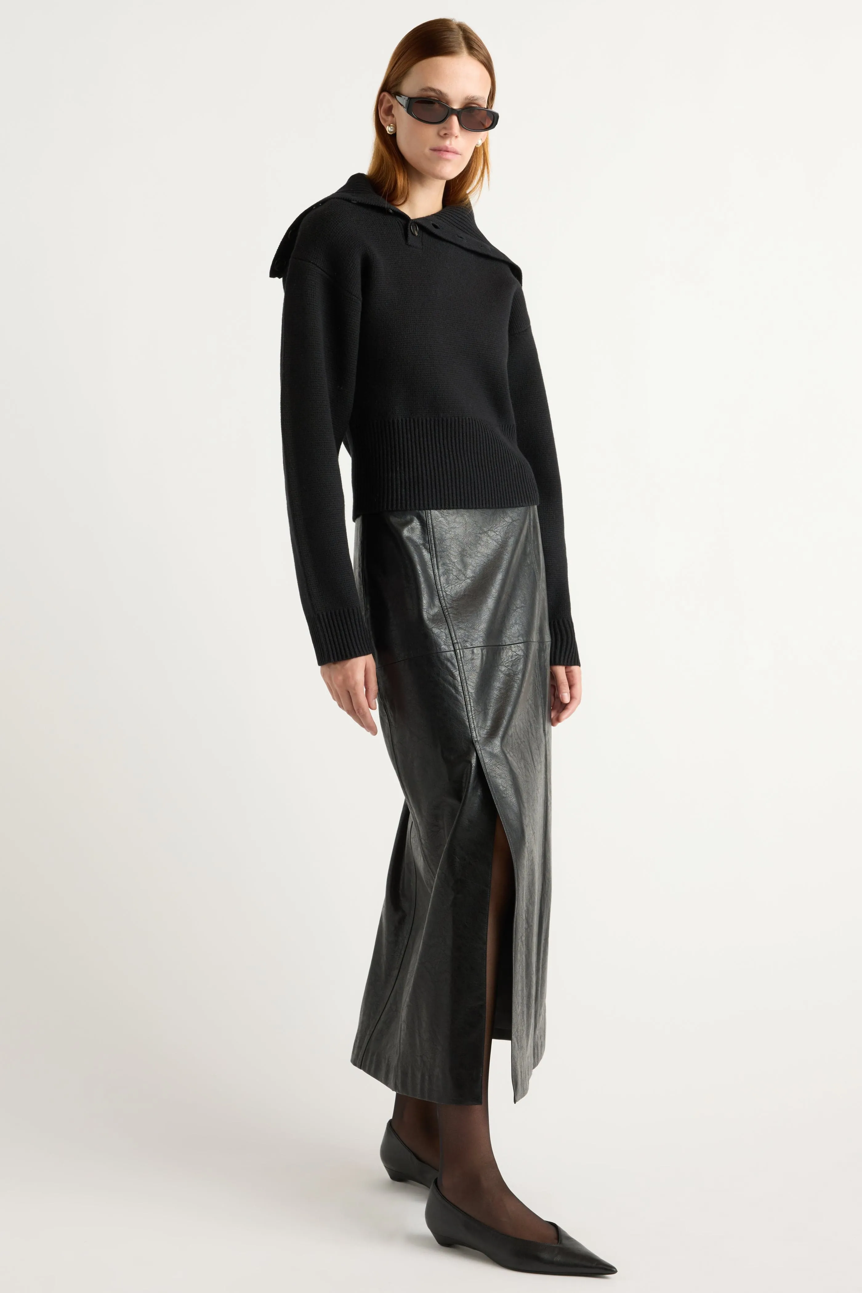 Sleek Design Cozy Essential Elijah Foldover Button-Collar Sweater