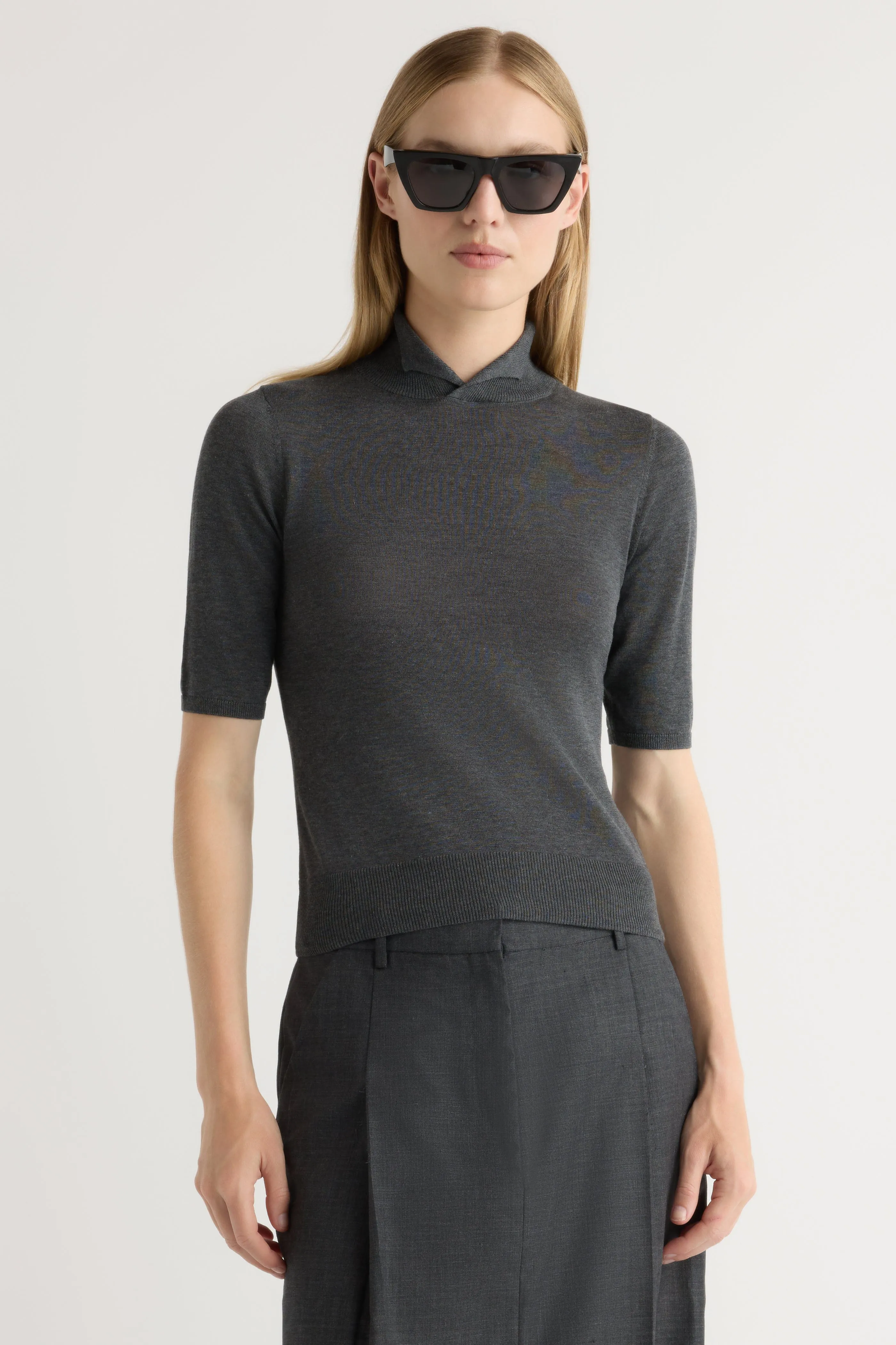 Gia Cotton-Silk Turtleneck Knit Top Comfy Layer