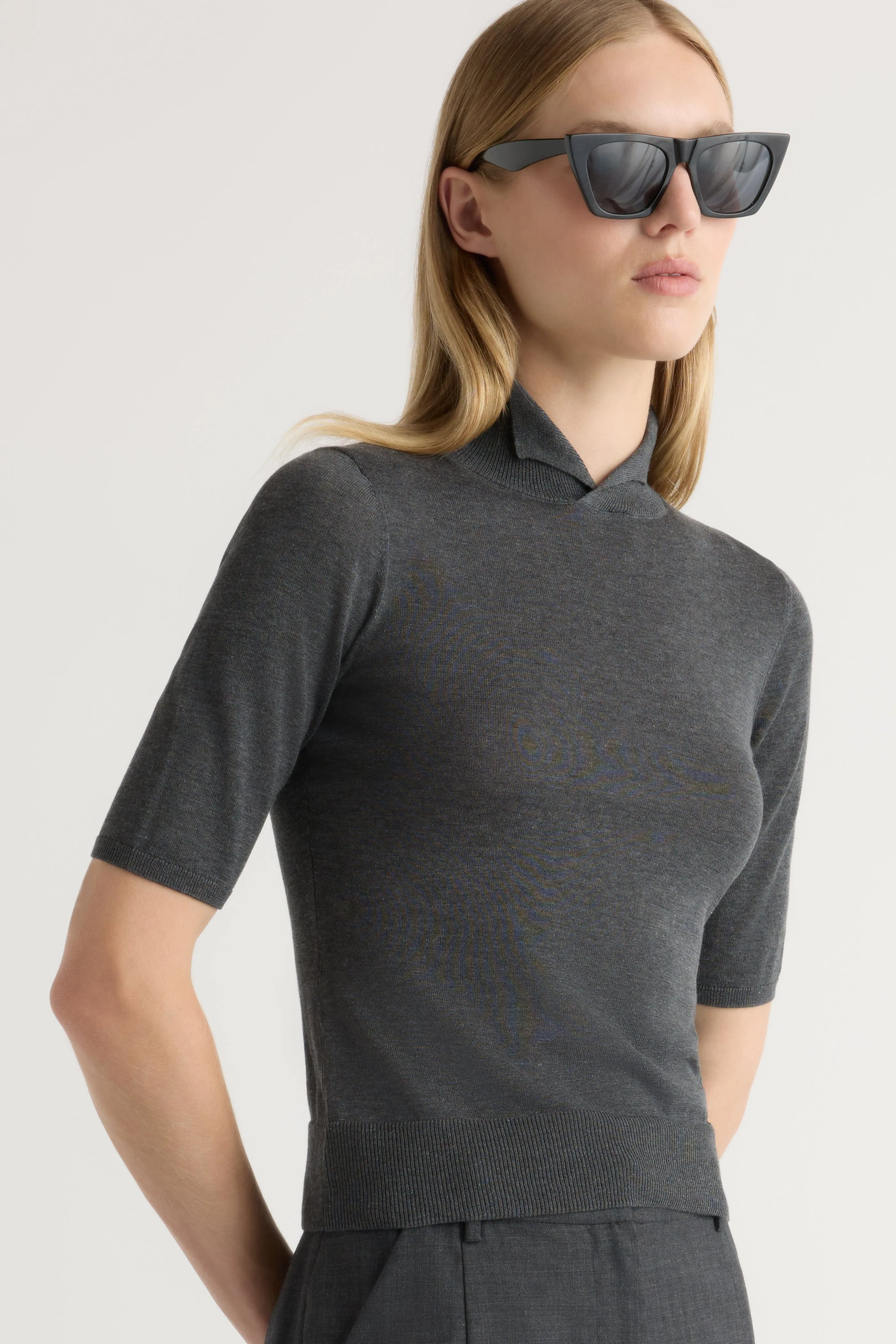 All Purpose Fit Versatile Knit Gia Cotton-Silk Turtleneck Knit Top