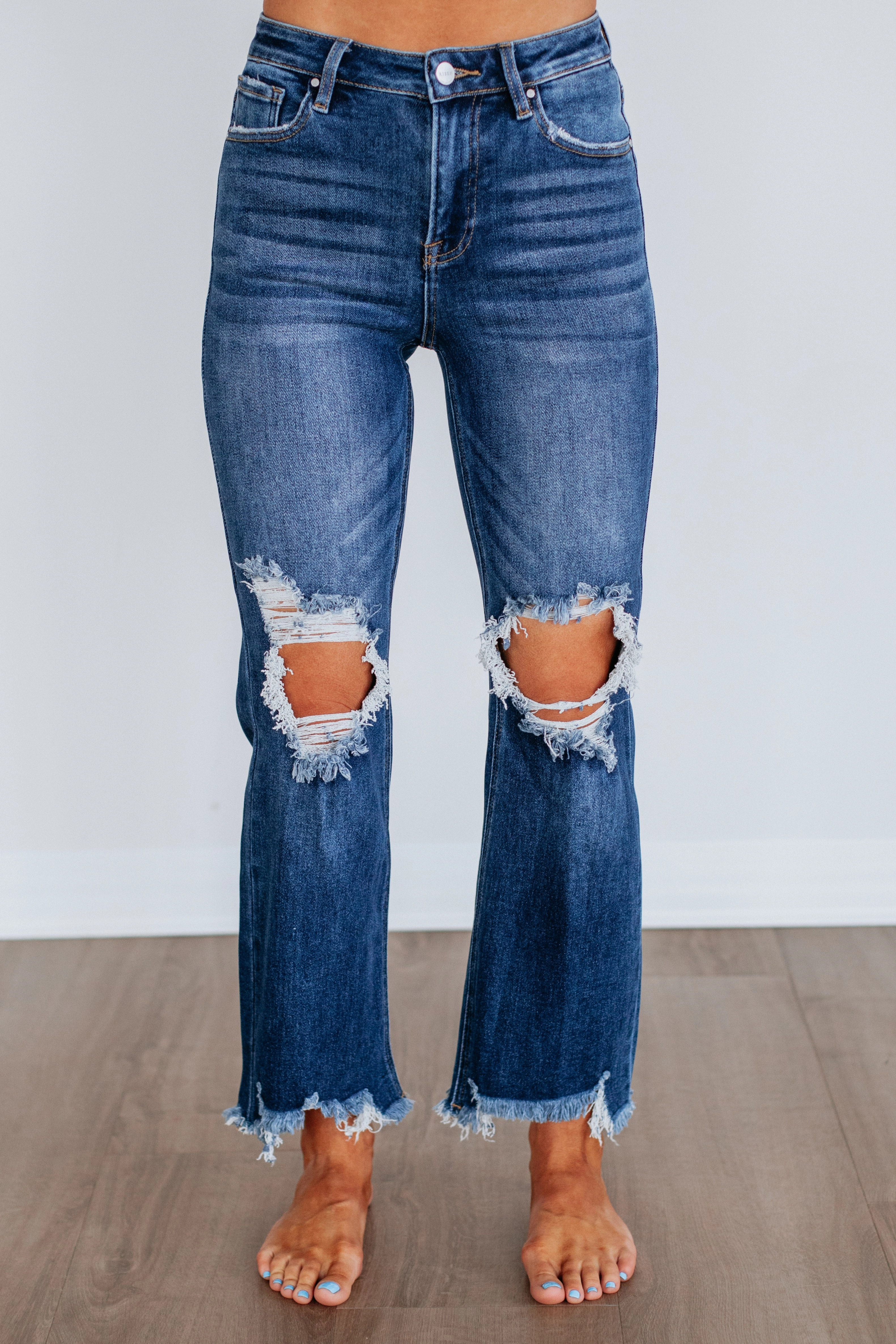 Rudy Risen Jeans - Dark Wash Double Layered Knees Classic Gym Ready