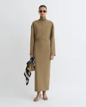 Jasmon - Draped Paper Jersey Turtleneck Dress - Brown Pure Lines