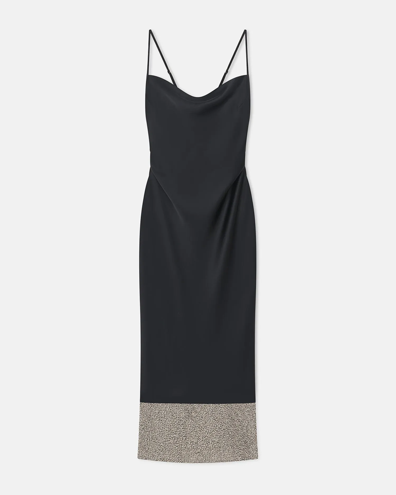 Versatile Look Ineke - Slip Satin and Loopback Cotton Dress - Black/Mouline