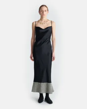 Ineke - Slip Satin and Loopback Cotton Dress - Black/Mouline Simplistic Mood