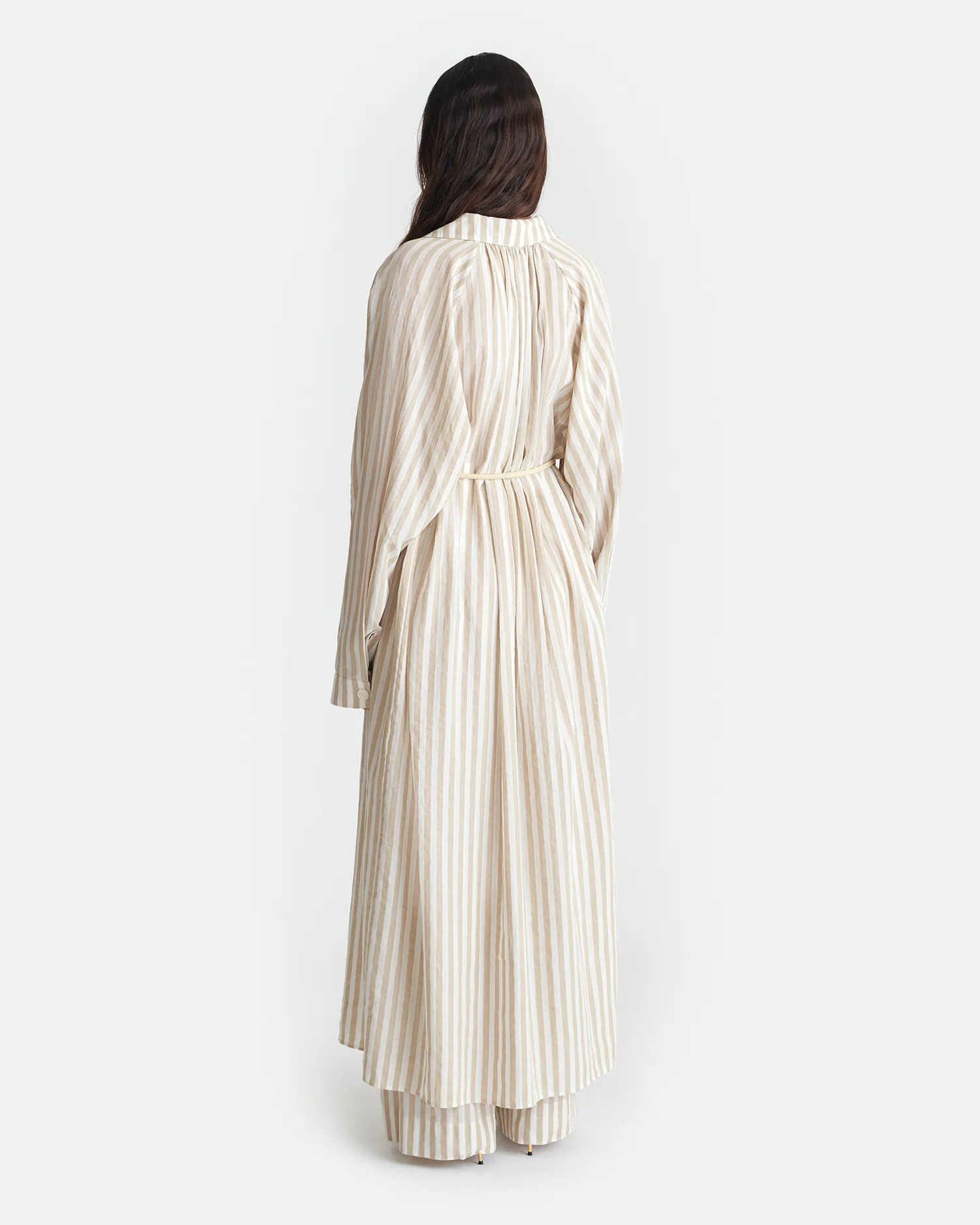Sakura - Striped Linen Maxi Dress - Beige Daily Confidence