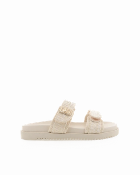 AMYLEE WIDE FIT - NATURAL RAFFIA Stretchable Straps Summer Open Toe Shoes