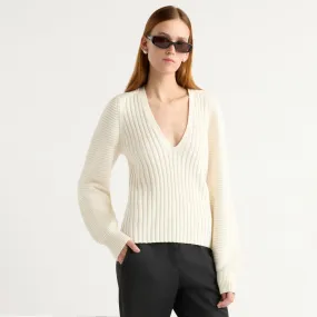 Sanne Ottoman-Knit V-Neck Sweater All Day Comfort