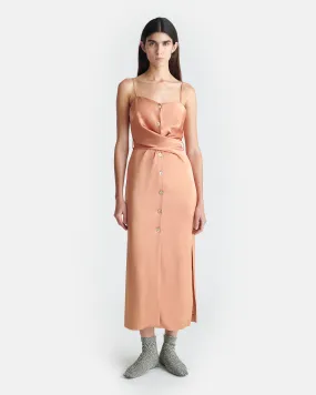 Sayan - Draped Slip Satin Midi Dress - Apricot Travel Friendly Magic Day