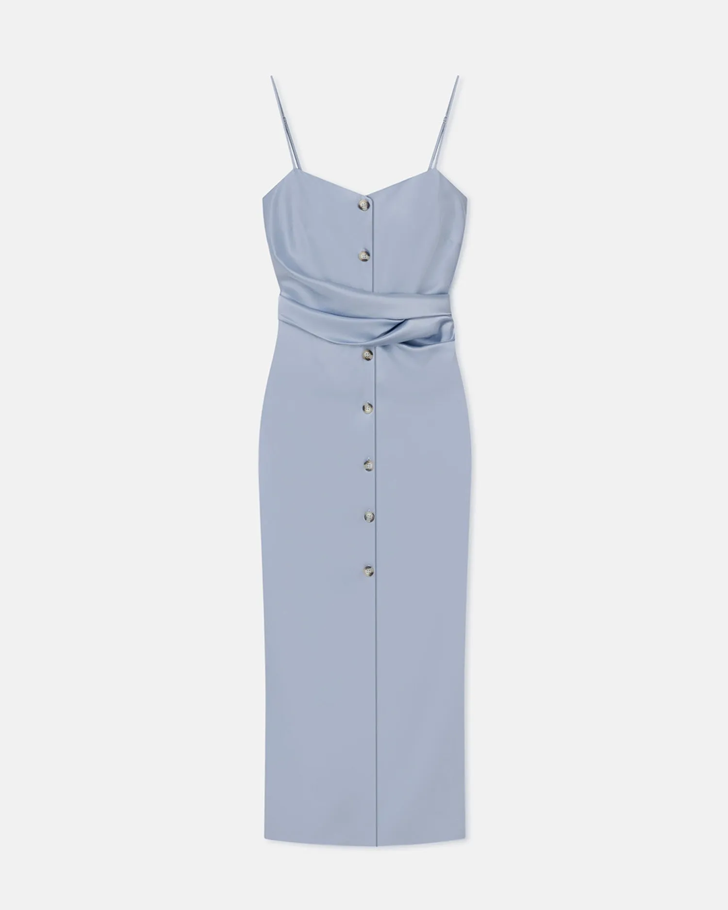 Sayan - Draped Slip Satin Midi Dress - Ice Blue Perfectly Fit Look