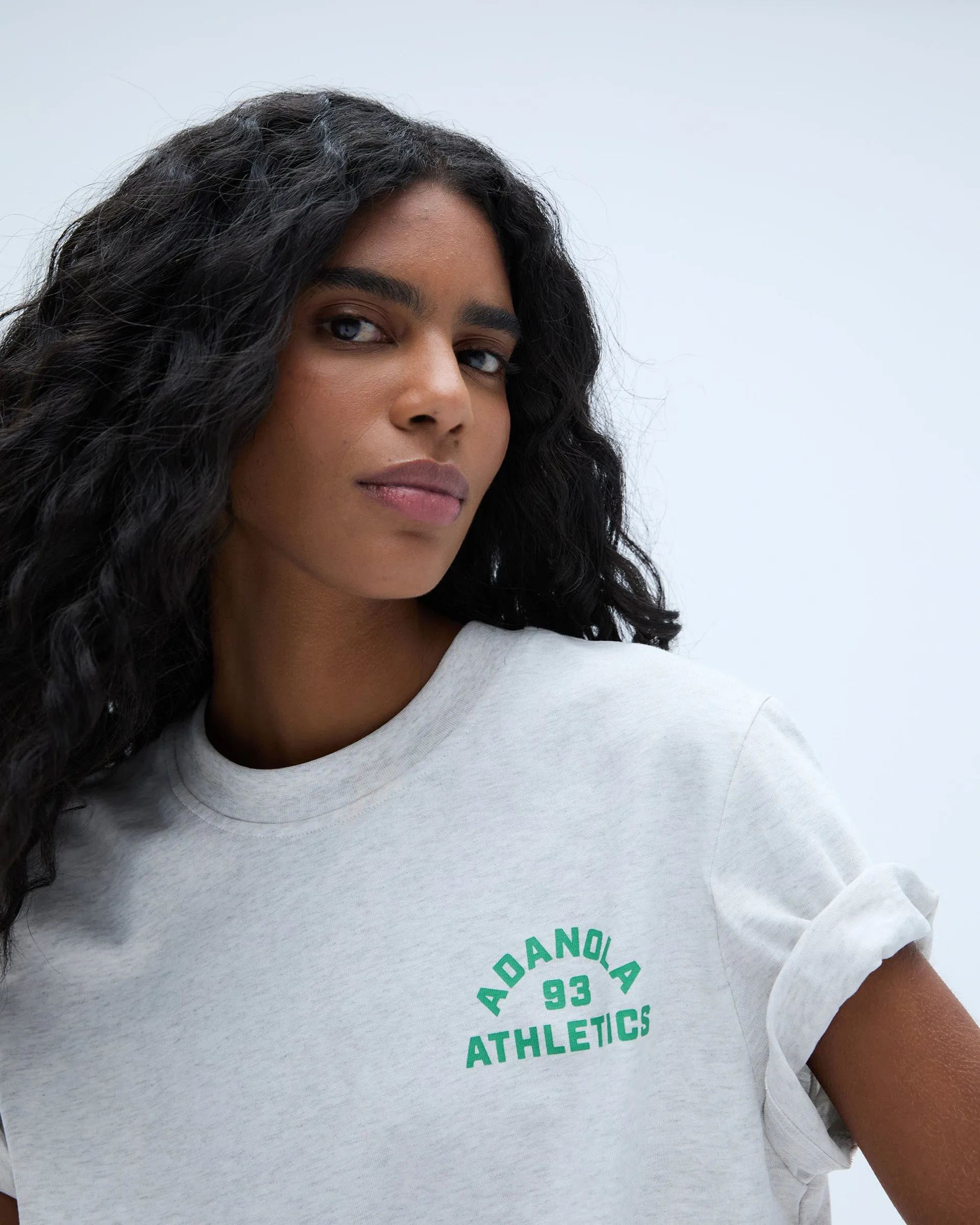 Campus Short Sleeve Oversized T-shirt - Light Grey Melange/Jade Green Reinforced Hem Quick Access Pockets